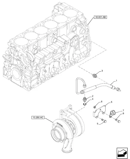 504127256 - Трубка подачи масл. смазки турбокомпр. ДВС Cursor9K CS, CSX, CX6/8070